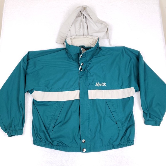 Vintage Dunbrooke Mystik Logo Jacket Size XXL Teal White 90s Windbreaker Retro - Picture 1 of 11